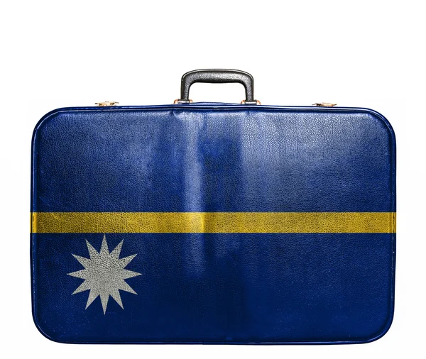 Vintage travel bag with flag of Nauru — Stock Photo, Image