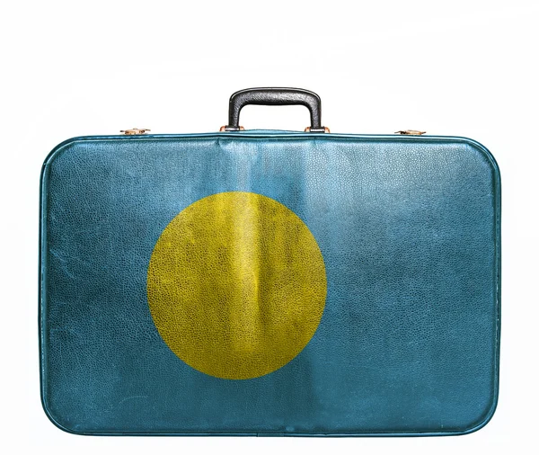 Palau Cumhuriyeti bayrağı ile Vintage seyahat çantası — Stok fotoğraf