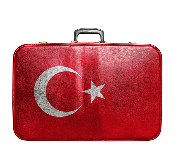 Sac de voyage vintage avec drapeau de Turquie — Photo