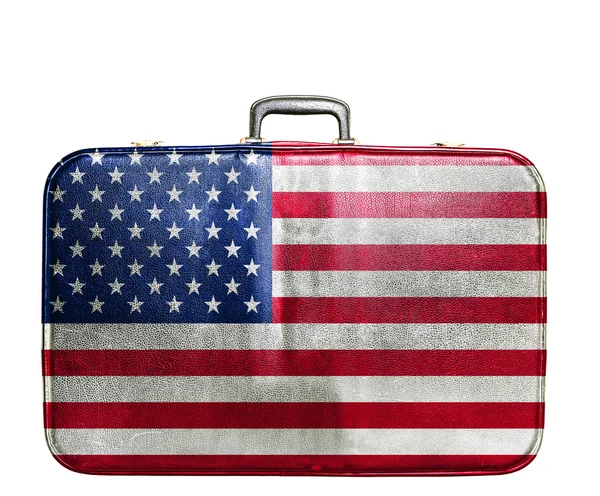 Vintage travel bag with flag of United States of America — Stock Photo, Image