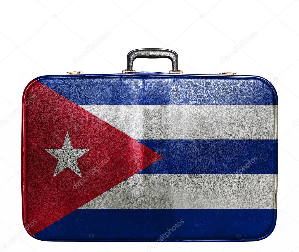 Vintage travel bag with flag of Cuba