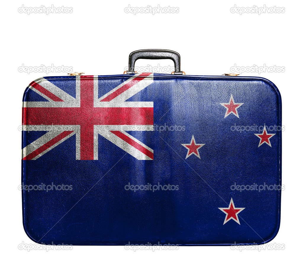 Vintage travel bag with flag of New Zealand