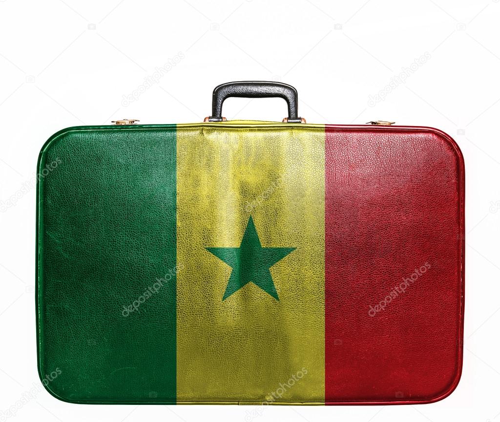 Vintage travel bag with flag of Senegal