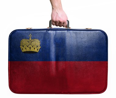 turistik el Vintage deri seyahat çantası yalan bayrağı ile tutarak