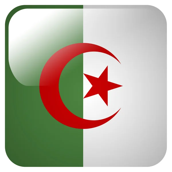 Lesklý ikona s alžírská vlajka — Stock fotografie