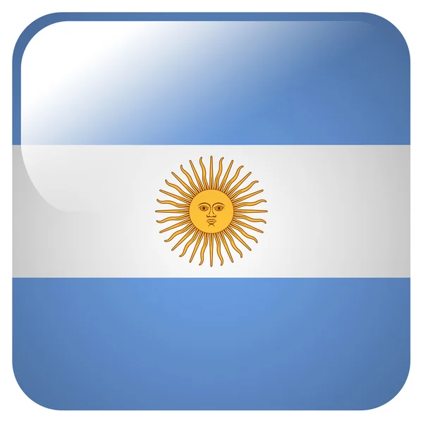 Lesklý ikona s vlajkou Argentiny — Stock fotografie