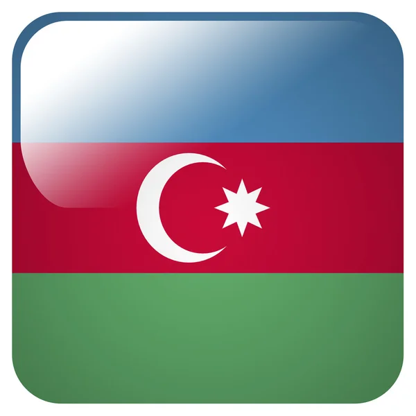 Icono brillante con la bandera de Azerbaiyán —  Fotos de Stock