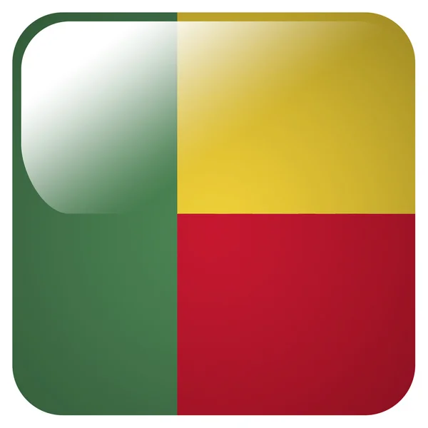 Icona lucida con bandiera del Benin — Foto Stock