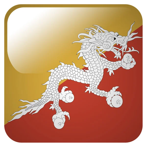 Ícone brilhante com bandeira do Butão — Fotografia de Stock