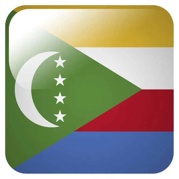 Icono brillante con bandera de Comoras — Foto de Stock