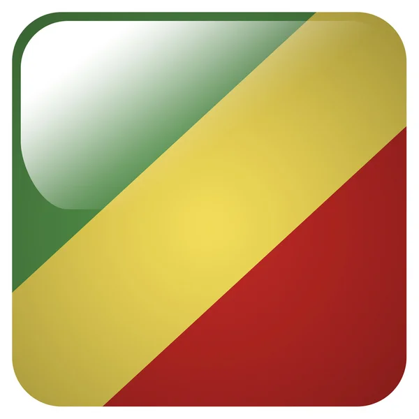 Icona lucida con la bandiera di Congo Republic — Foto Stock