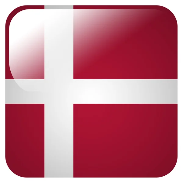 Γυαλιστερό εικονίδιο με τη σημαία της Δανίας — Φωτογραφία Αρχείου