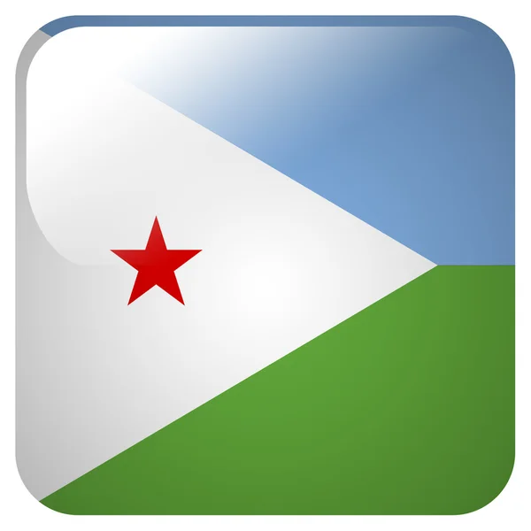 Icona lucida con la bandiera di Dijbouti — Foto Stock