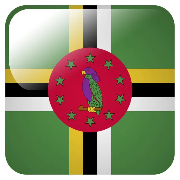 Ícone brilhante com bandeira de Dominica — Fotografia de Stock