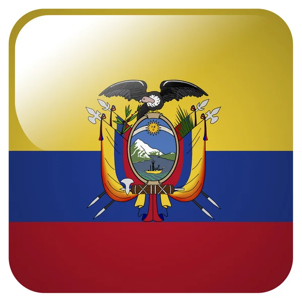 Lesklý ikona s vlajka Ekvádoru — Stock fotografie