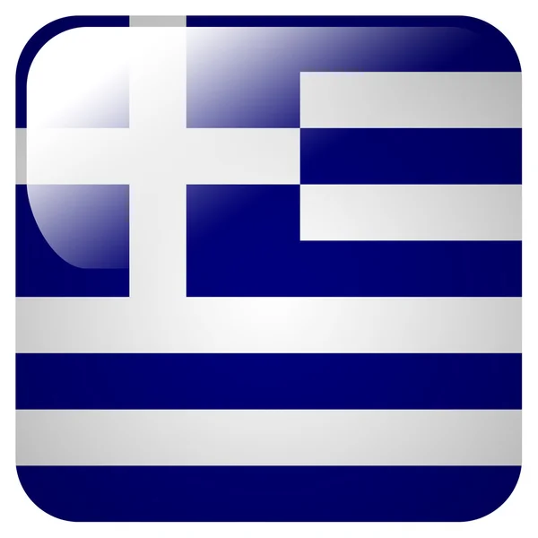 Γυαλιστερό εικονίδιο με τη σημαία της Ελλάδας — Φωτογραφία Αρχείου