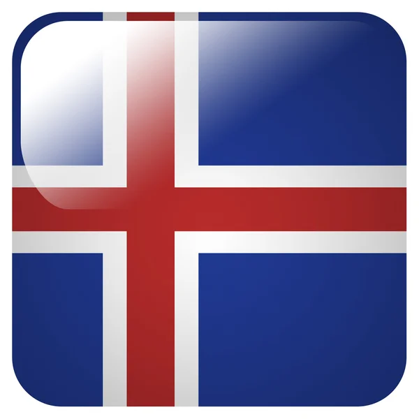 Glanzende pictogram met de vlag van IJsland — Stockfoto