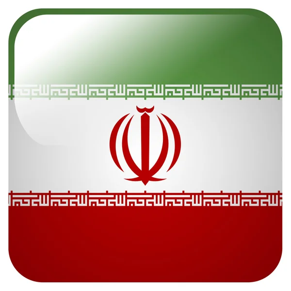 带有伊朗国旗的光泽图标 — 图库照片