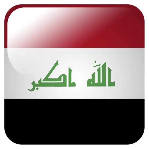 Ícone brilhante com a bandeira do Iraque — Fotografia de Stock
