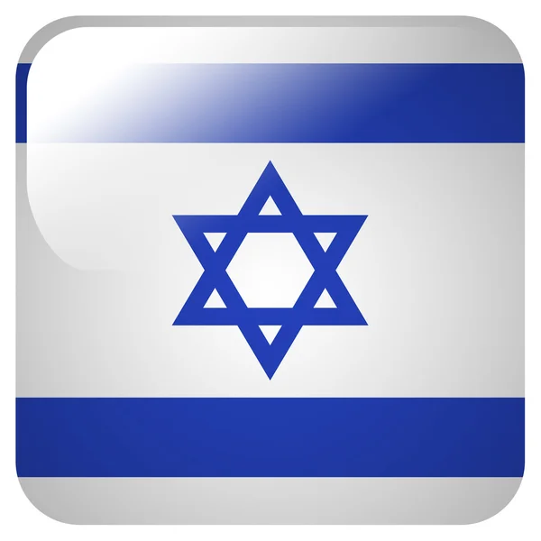 Lesklý ikona s vlajkou Izraele — Stock fotografie