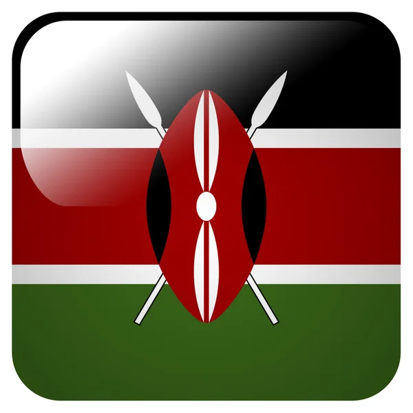 Glossy icon with flag of Kenya — Stock Photo, Image