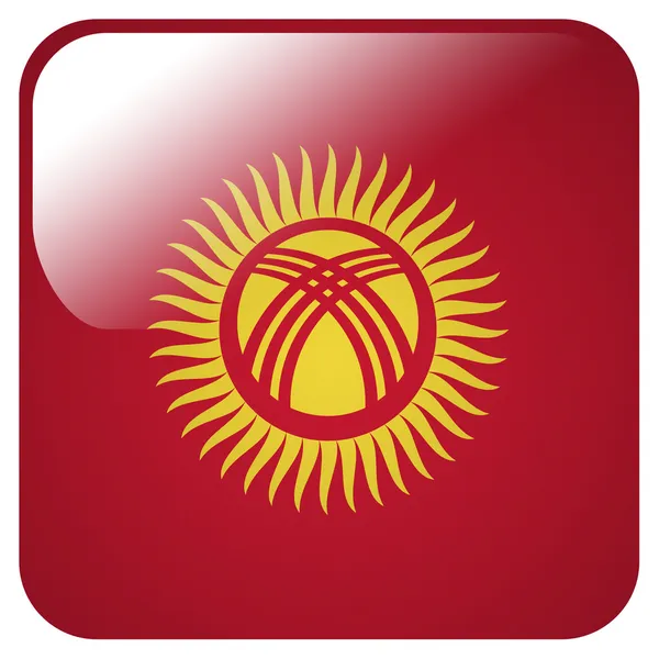 Icône brillante avec drapeau du Kirghizistan — Photo