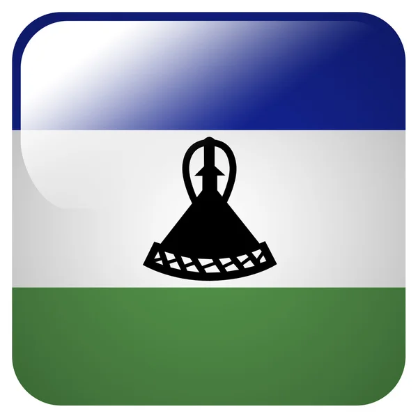 Icona lucida con la bandiera di Lesotho — Foto Stock