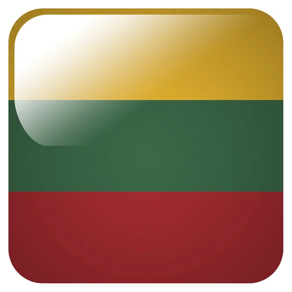 Icona lucida con bandiera di Lituania — Foto Stock