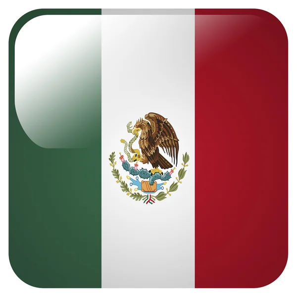 Icône brillante avec drapeau du Mexique — Photo