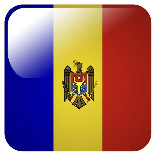 Γυαλιστερό εικονίδιο με τη σημαία της Μολδαβίας — Φωτογραφία Αρχείου