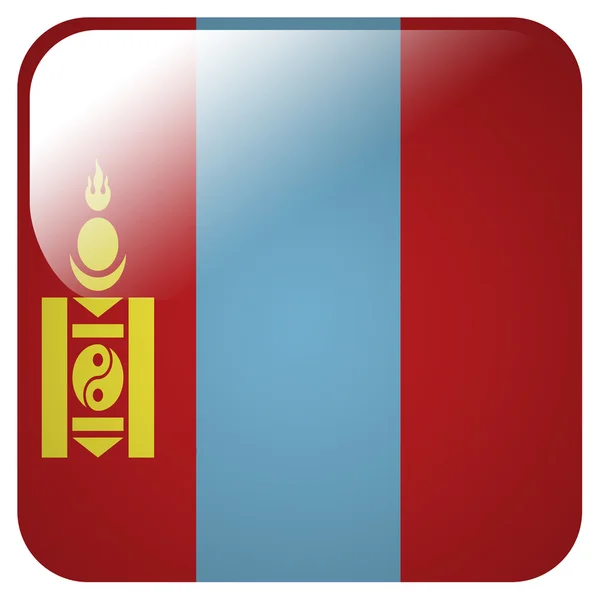 Icona lucida con bandiera di Mongolia — Foto Stock