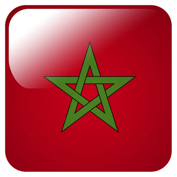 Fényes ikon, Marokkó zászlaja — Stock Fotó