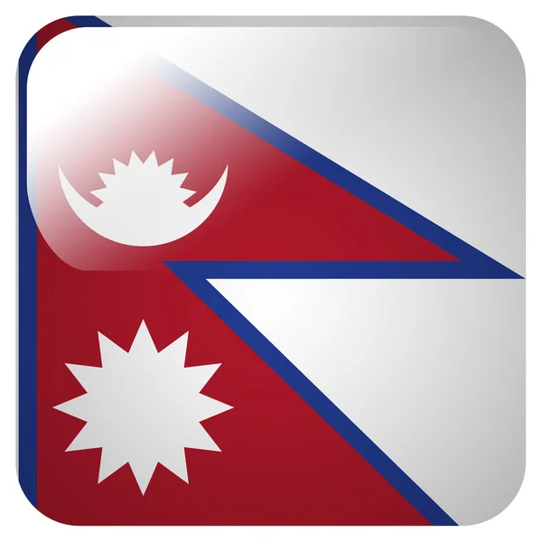 Icono brillante con la bandera de Nepal — Foto de Stock