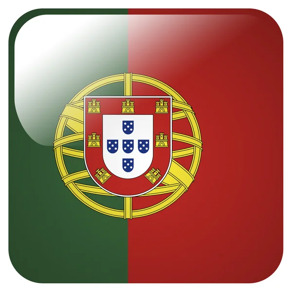 Glanzende pictogram met de vlag van portugal — Stockfoto