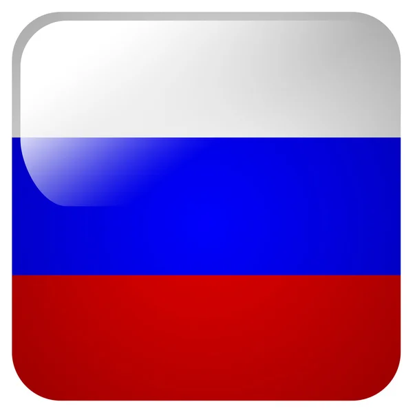 Lesklý ikona s vlajka Ruska — Stock fotografie