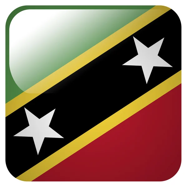 Icona lucida con bandiera di Saint Kitts e Nevis — Foto Stock