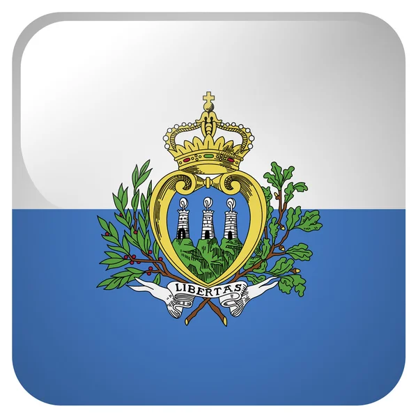 Icono brillante con la bandera de San Marino — Foto de Stock