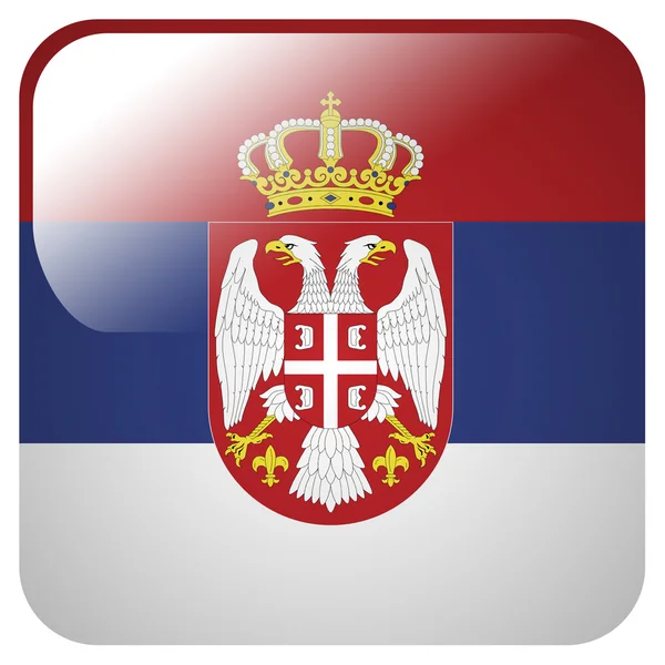 Lesklý ikona s vlajka Srbska — Stock fotografie