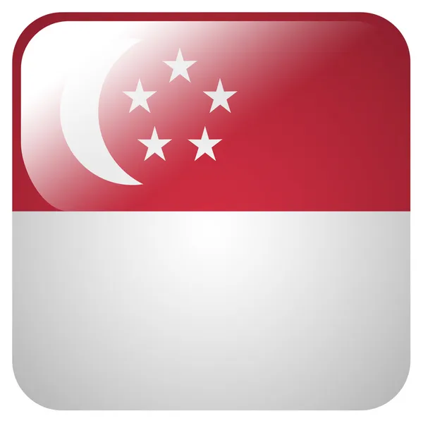 有新加坡国旗的光泽图标 — 图库照片