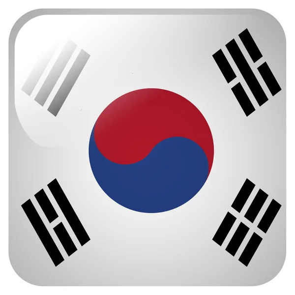 Icona lucida con la bandiera di Corea del Sud — Foto Stock