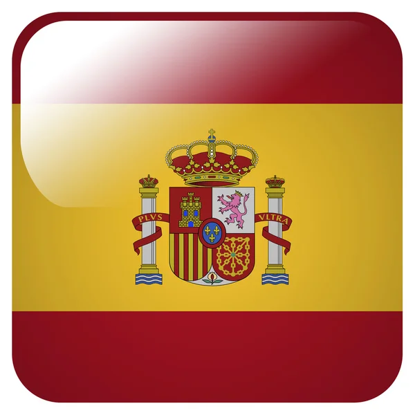 Icono brillante con bandera de España — Foto de Stock