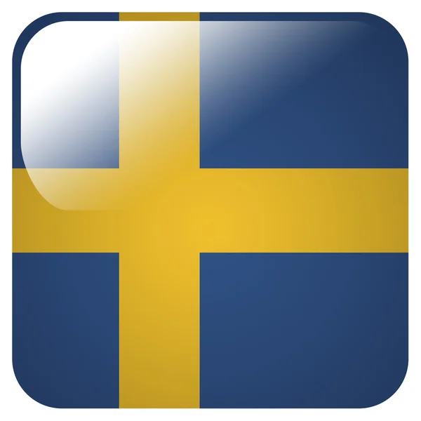 Lesklý ikona s vlajkou Švédska — Stock fotografie