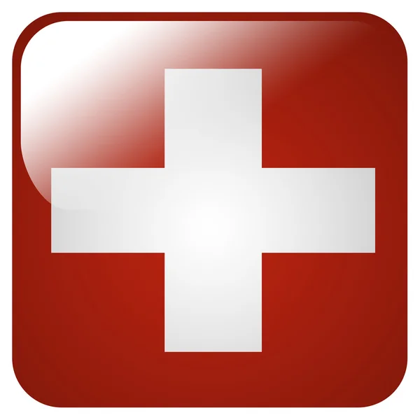 Glossy icon with flag of Switzerland — Stock Photo, Image