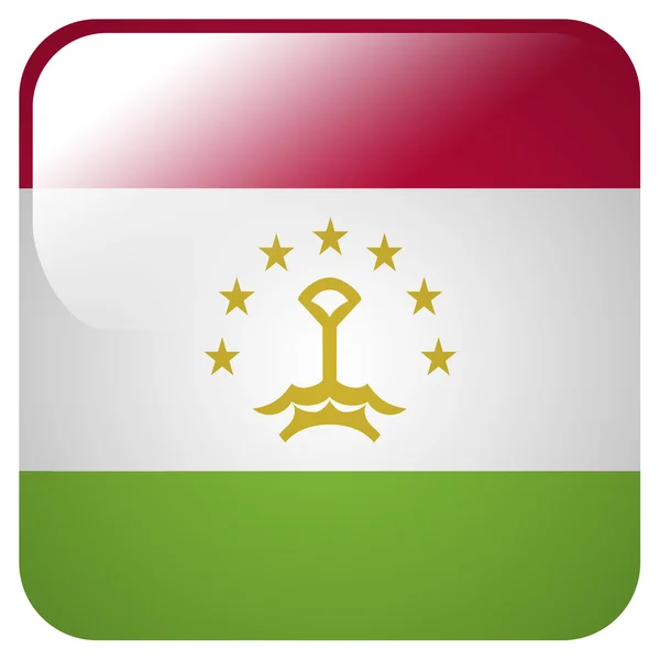 Icono brillante con la bandera de Tayikistán —  Fotos de Stock