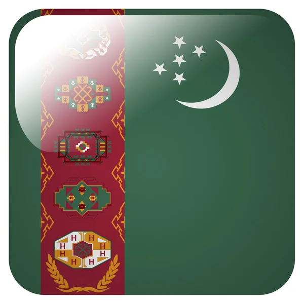 Glossy icon with flag of Turkmenistan — Stock Photo, Image