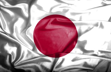 Japonya bayrağı sallayarak