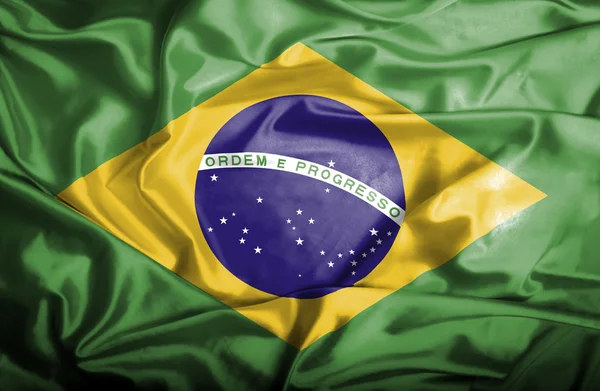 Brasilien schwenkt Flagge — Stockfoto