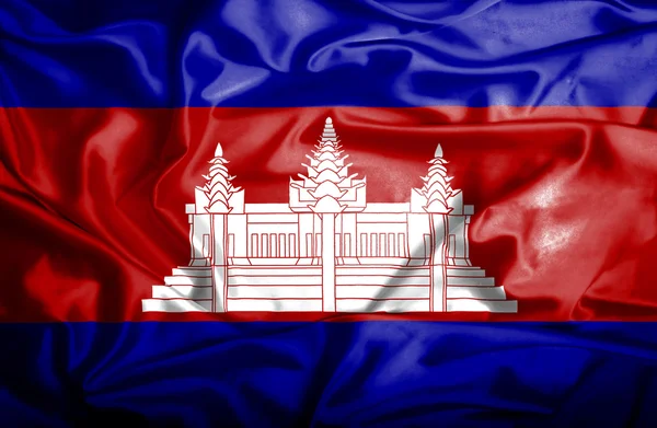 Kamboçya dalgalanan bayrak — Stok fotoğraf