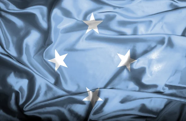 Mikronézia, Szövetségi Államok integetett zászló — Stock Fotó