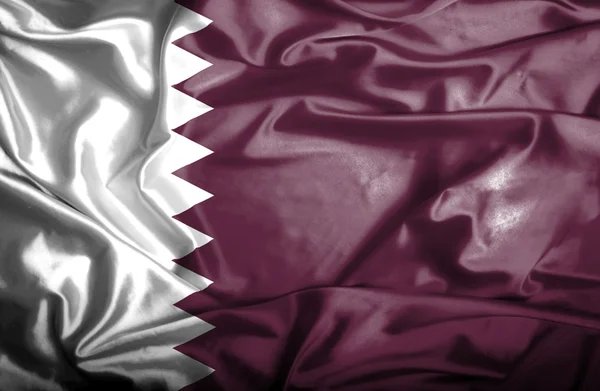 Qatar viftande flagga — Stockfoto